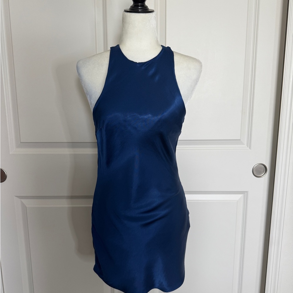 Zara Mini Blue Satin Dress